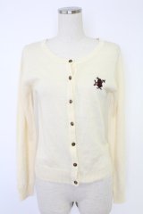 axes femme POETIQUE / 時計ウサギ刺繍ニットカーディガン  アイボリー T-25-11-23-001-AX-TO-SA-ZI
