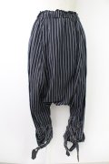 PUTUMAYO / ストライプサルエルパンツ  黒Ｘネイビー T-25-11-23-035-PT-PA-SA-ZT