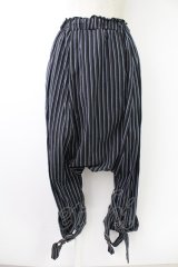 PUTUMAYO / ストライプサルエルパンツ  黒Ｘネイビー T-25-11-23-035-PT-PA-SA-ZI