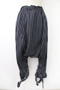 PUTUMAYO / ストライプサルエルパンツ  黒Ｘネイビー T-25-11-23-035-PT-PA-SA-ZI