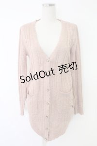 axes femme / ネコ刺繍ロングカーディガン  ピンク T-25-11-23-004-AX-TO-SA-ZI