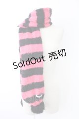 PUTUMAYO / ボーダーマフラー  黒Ｘ濃ピンク T-25-11-23-043-PT-ZA-SA-ZI