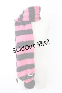 PUTUMAYO / ボーダーマフラー  黒Ｘ濃ピンク T-25-11-23-043-PT-ZA-SA-ZI