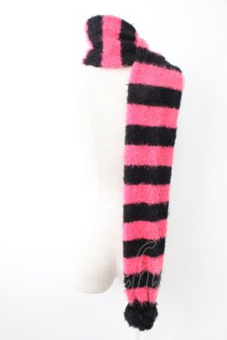 画像2: PUTUMAYO / ボーダーマフラー  黒Ｘ濃ピンク T-25-11-23-043-PT-ZA-SA-ZT