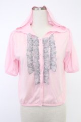 ALGONQUINS / ギンガムフリルカットカーディガン  ピンクＸグレー T-25-11-23-005-AL-TO-SA-ZI