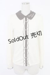 axes femme POETIQUE / 襟刺繍プルオーバー  アイボリーＸブラウン T-25-11-23-006-AX-TO-SA-ZI