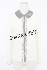 axes femme POETIQUE / 襟刺繍プルオーバー  アイボリーＸブラウン T-25-11-23-006-AX-TO-SA-ZI