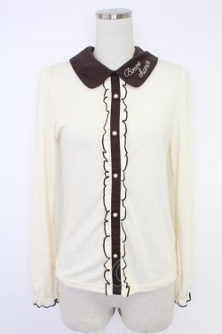 画像1: axes femme POETIQUE / 襟刺繍プルオーバー  アイボリーＸブラウン T-25-11-23-006-AX-TO-SA-ZT