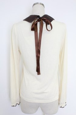 画像2: axes femme POETIQUE / 襟刺繍プルオーバー  アイボリーＸブラウン T-25-11-23-006-AX-TO-SA-ZT