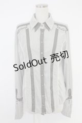 Ozz Croce / サイド刺繍&ストライプスナップボタンシャツ  グレーＸアイボリー T-25-11-23-007-OO-BL-SA-ZI