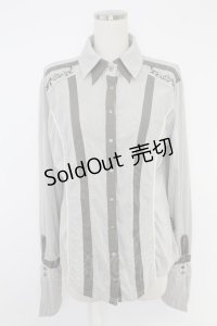 Ozz Croce / サイド刺繍&ストライプスナップボタンシャツ  グレーＸアイボリー T-25-11-23-007-OO-BL-SA-ZI