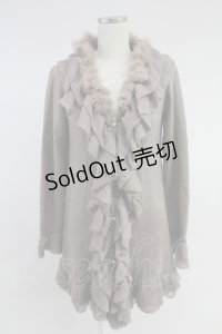 axes femme / ファー&シフォンフリルニットロングカーディガン  ピンク T-25-11-23-009-AX-TO-SA-ZI