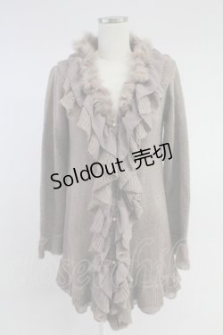 画像1: axes femme / ファー&シフォンフリルニットロングカーディガン  ピンク T-25-11-23-009-AX-TO-SA-ZT