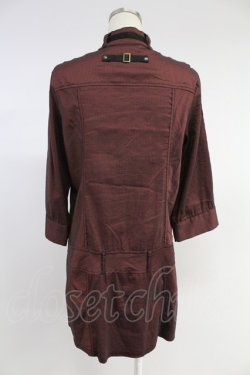 画像2: Ozz Croce / ハイネックストライプスナップボタンワンピース  ボルドーＸ黒 T-25-11-23-011-OO-OP-SA-ZT