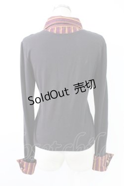 画像2: PUTUMAYO / シャンデリアプリントストライプ衿カットソー  黒Ｘボルドー T-25-11-23-012-PT-TO-SA-ZT