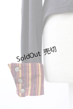 画像3: PUTUMAYO / シャンデリアプリントストライプ衿カットソー  黒Ｘボルドー T-25-11-23-012-PT-TO-SA-ZT