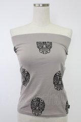 NAOTO SEVEN / ドクロ柄ベアトップス  グレーＸ黒 T-25-11-23-002-HN-TO-SA-ZI