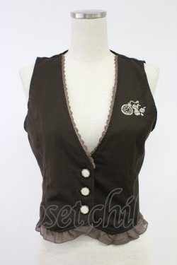 画像1: axes femme POETIQUE / 懐中時計刺繍ベスト  ブラウン T-25-11-23-014-AX-TO-SA-ZT