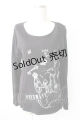 PUTUMAYO / トランプうさぎロングカットソー  黒Ｘ白 T-25-11-23-018-PT-TO-SA-ZI