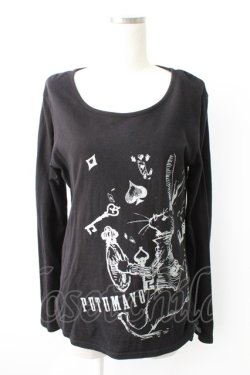 画像1: PUTUMAYO / トランプうさぎロングカットソー  黒Ｘ白 T-25-11-23-018-PT-TO-SA-ZT
