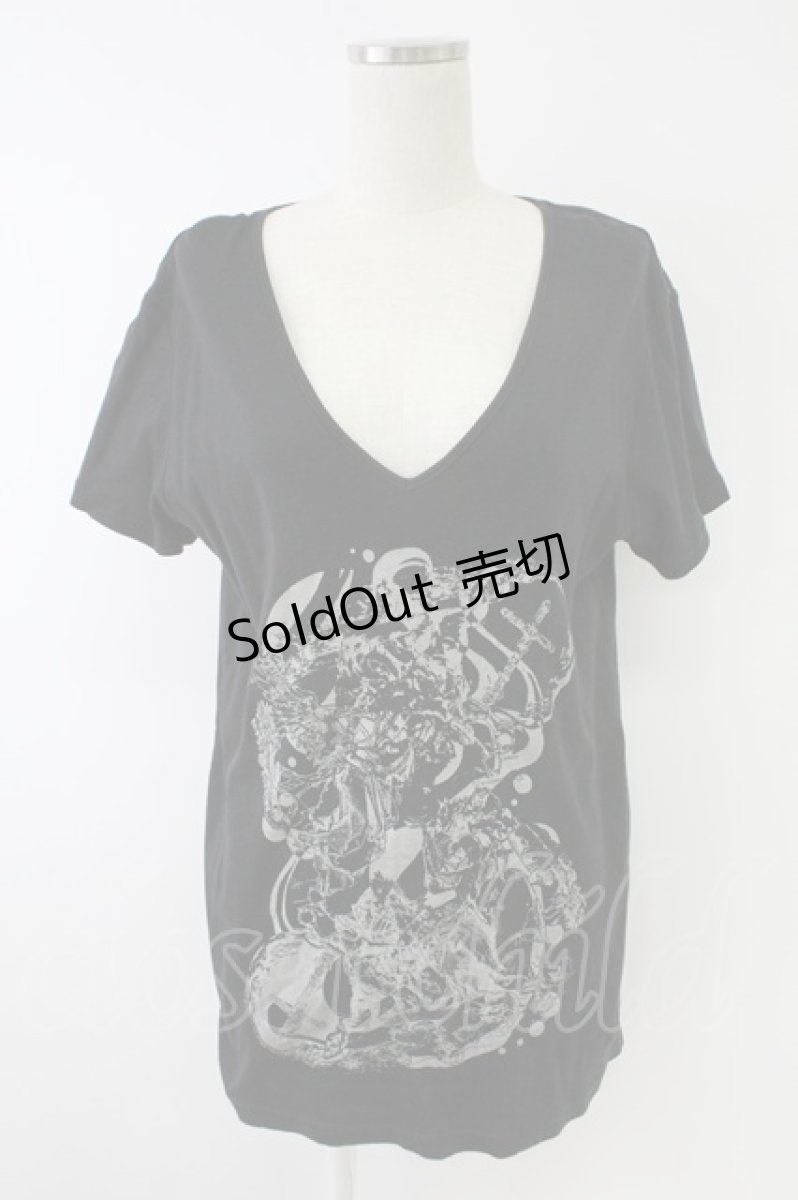 画像1: 【SALE】NAOTO SEVEN / ラメプリント半袖カットソー  黒Ｘグレー T-25-11-23-019-HN-TO-SA-ZT192 (1)