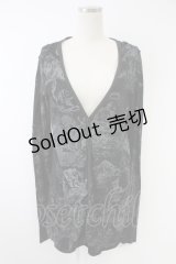 NAOTO SEVEN / 総柄ロングカーディガン  黒Ｘグレー T-25-11-23-020-HN-TO-SA-ZI