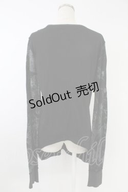 画像2: NAOTO SEVEN / 総柄ロングカーディガン  黒Ｘグレー T-25-11-23-020-HN-TO-SA-ZT