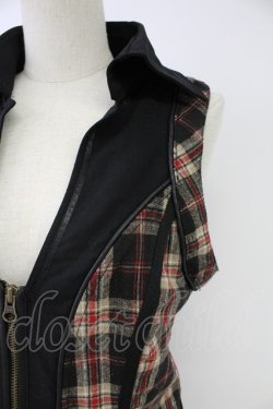 画像3: Ozz Croce / チェックZIPロングベスト&ショートジャケットセット  黒ＸアイボリーＸ赤 T-25-11-23-027-OO-JA-SA-ZT