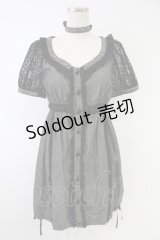 ALGONQUINS / 袖レース切替ワンピース  グレーＸ黒 T-25-11-23-028-AL-OP-SA-ZI