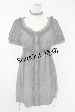 画像1: ALGONQUINS / 袖レース切替ワンピース  グレーＸ黒 T-25-11-23-028-AL-OP-SA-ZT