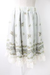 axes femme / ローズ&ストライププリントスカート  サックス T-25-11-23-030-AX-SK-SA-ZI