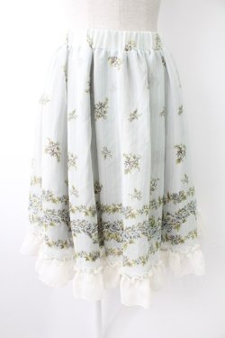 画像1: axes femme / ローズ&ストライププリントスカート  サックス T-25-11-23-030-AX-SK-SA-ZT