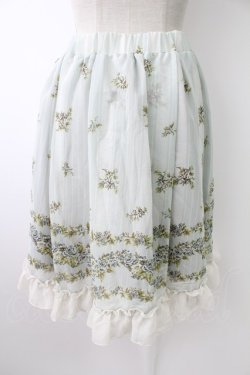 画像2: axes femme / ローズ&ストライププリントスカート  サックス T-25-11-23-030-AX-SK-SA-ZT