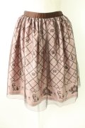 axes femme POETIQUE / チュール重ねねこ柄スカート  ピンクＸブラウン T-25-11-23-032-AX-SK-SA-ZT