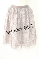 axes femme POETIQUE / チュール重ねねこ柄スカート  ピンクＸブラウン T-25-11-23-032-AX-SK-SA-ZI