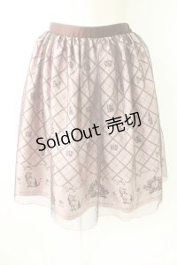 axes femme POETIQUE / チュール重ねねこ柄スカート  ピンクＸブラウン T-25-11-23-032-AX-SK-SA-ZI