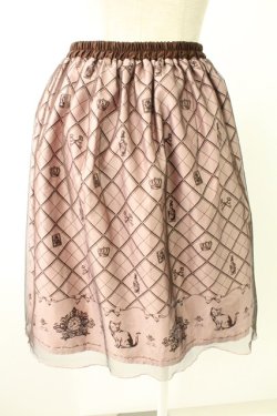 画像2: axes femme POETIQUE / チュール重ねねこ柄スカート  ピンクＸブラウン T-25-11-23-032-AX-SK-SA-ZT
