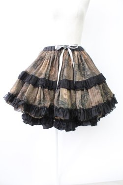 画像1: h.NAOTO / レースプリントパニエスカート  黒Ｘグリーン T-25-11-23-033-HN-SK-SA-ZT