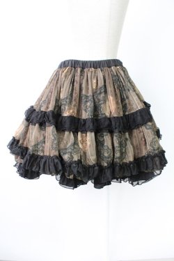 画像2: h.NAOTO / レースプリントパニエスカート  黒Ｘグリーン T-25-11-23-033-HN-SK-SA-ZT