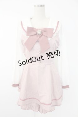 画像1: LIZ LISA / セーラーカラーセットアップ  ピンクＸ白 T-25-11-28-030-LO-OP-SA-ZI