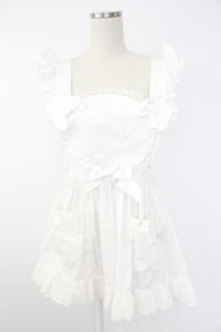 BABY,THE STARS SHINE BRIGHT / くまくみゃちゃんエプロン  白 T-25-11-28-031-BA-ZA-SA-ZI