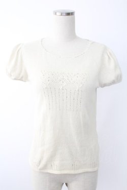 画像1: INGEBORG / ビーズデザイン半袖ニットトップス  アイボリー T-25-11-28-004-LO-TO-SA-ZI