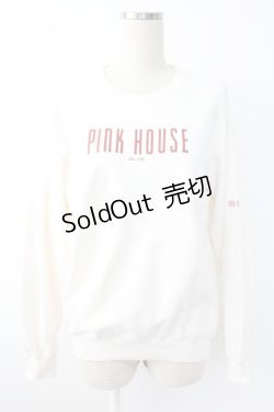 画像1: PINK HOUSE / ロゴプリントトレーナー  アイボリーＸ赤 T-25-11-28-005-LO-TO-SA-ZI