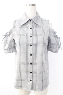 画像1: MA*RS / 肩あきチェックブラウス  黒チェック T-25-11-28-007-EL-BL-SA-ZI