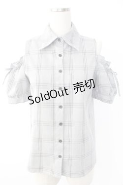 画像1: MA*RS / 肩あきチェックブラウス  黒チェック T-25-11-28-007-EL-BL-SA-ZI