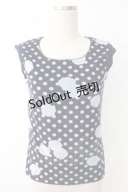 画像1: INGEBORG / パイル地カメリアドット半袖トップス  ネイビーＸ白 T-25-11-28-011-LO-TO-SA-ZT237