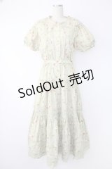 PINK HOUSE / シロツメクサ柄半袖ワンピース  グリーン T-25-11-28-012-LO-OP-SA-ZI