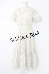 PINK HOUSE / シロツメクサ柄半袖ワンピース  グリーン T-25-11-28-012-LO-OP-SA-ZI