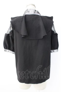 画像2: Rojita / ラッフル肩開き半袖ブラウス  黒Ｘ白 T-25-11-28-013-LO-BL-SA-ZI