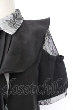 画像3: Rojita / ラッフル肩開き半袖ブラウス  黒Ｘ白 T-25-11-28-013-LO-BL-SA-ZI